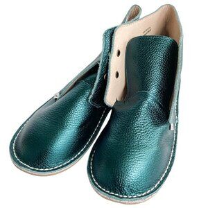 NEW (missing laces) Monkey Feet Turquoise Metallic Leather Oxford - Size 7-8Year